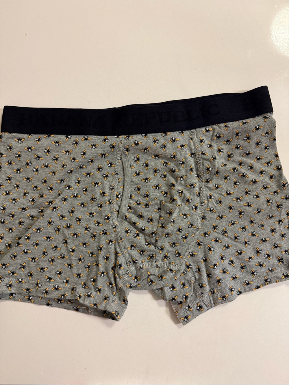 Banana Republic Gray Boxer Briefs with Bee Pattern and Black Waistband